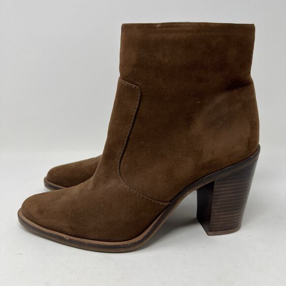 Gianni Bini Tovyy Booties Brown Suede Leather Block Heel Zip Up Women’s Size 7.5 - Picture 4 of 13